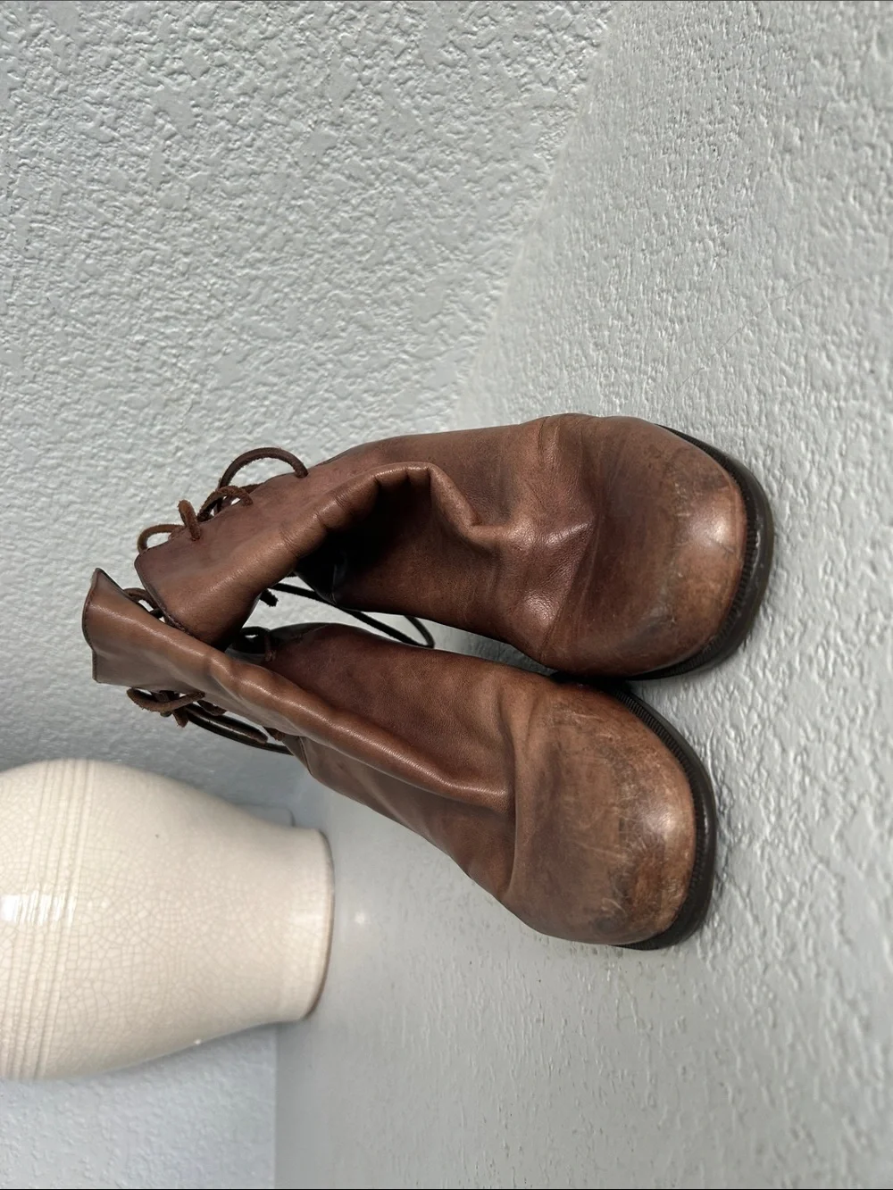 Enzo Angiolini Brown Leather Lace-Up Ankle Boots